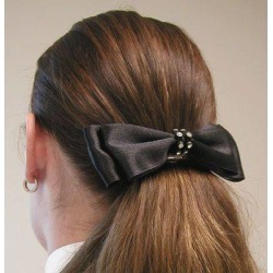 Diamond Hair Accessories Rhinestone Banded Satin Bow