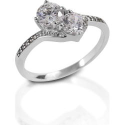 Kelly Herd Two Stone Pave Band Ring - Sterling Silver