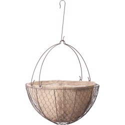 Rustic Hanging Basket With Burlap Liner & S Hook