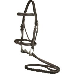 DaVinci Plain Raised Padded Comfort Crown Bridle with Plain Raised Laced Reins