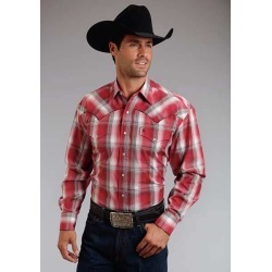 Stetson Mens Summer II Red Barn Ombre Long Sleeve Snap Shirt