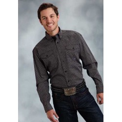 Roper Mens Amarillo Spinner Foulard Print Long Sleeve Button Shirt