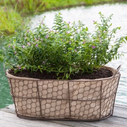 Double Oval Bushel Basket With Burlap Liner