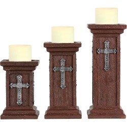 Montana Silversmiths Square Pillars with Cross Candle Holders