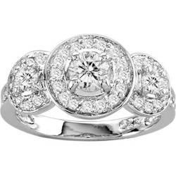 Kelly Herd .925 Sterling Silver Clear Round Three Stone Ring