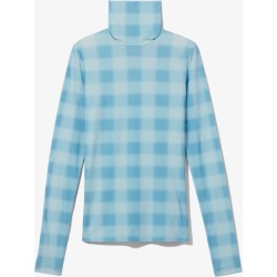 Proenza Schouler White Label Diffused Gingham Jersey Long Sleeve Turtleneck pwdr bl/sky bl diff ging/blue S