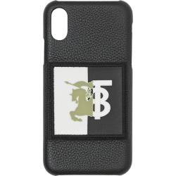 Burberry Contrast Logo Graphic Leather iPhone X/XS Case - Black
