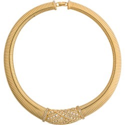 Christian Dior Vintage 1980s 18kt Gold Plated Brass Collar Necklace