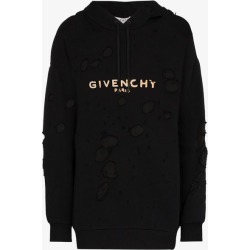Givenchy logo print distressed cotton hoodie