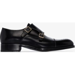 Tom Ford Mens Black Edgar Leather Monk Strap Shoes