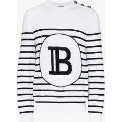 Balmain Breton stripe logo sweater