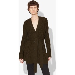 Proenza Schouler Cable Knit Robe Cardigan fatigue melange/green M