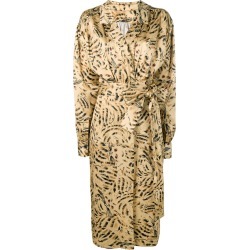 Marni patterned wrap font dress - Neutrals