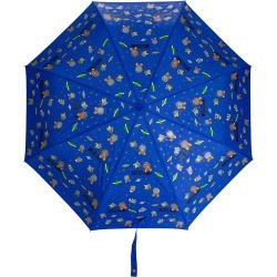 Moschino space-themed logo print umbrella - Blue