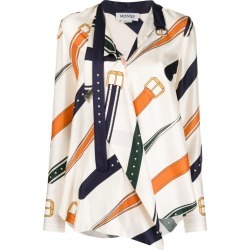 Monse belt print draped blouse