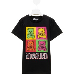 Black Cotton T-shirt With Multicolor Logo Print Moschino Kids Boy found on MODAPINS
