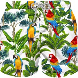 MC2 Saint Barth Parrots Print Boys Swimshorts