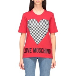 Love Moschino T-shirt Love Moschino Short-sleeved T-shirt With Micro Checkered Heart