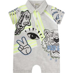buy  Kenzo Kids Grey Babyboy Rompers With Iconic Prints cheap online