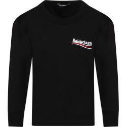 Balenciaga Black T-shirt For Kids With Logo found on MODAPINS