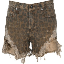 R13 Leopard-print shredded Shorts
