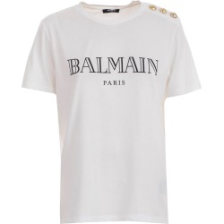Balmain T-shirt S/s 3 Buttons On Shoulder Vintage Logo