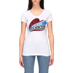 Love Moschino T-shirt Love Moschino Short-sleeved T-shirt With Logo And Sequin Heart