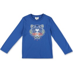 Kenzo Kids Kenzo T-shirt Tiger Blu Elettrico In Jersey Di Cotone