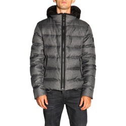 Fay Jacket Fay Nathan Short Waterproof Nylon Down Jacket With Wool Effect And Hood