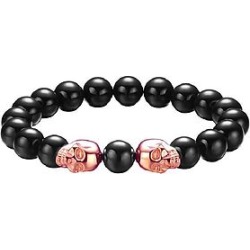 The Mister Twin Skull Plus Bead Bracelet - Rose Gold