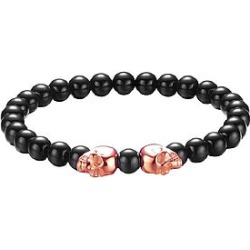 The Mister Twin Skull Bead Bracelet - Rose Gold