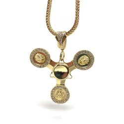 Iced Out Lions Head Fidget Spinner Necklace