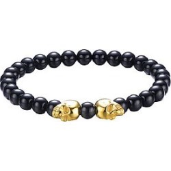 The Mister Twin Skull Bead Bracelet - Gold