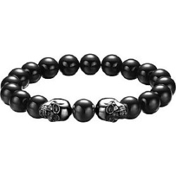 The Mister Twin Skull Plus Bead Bracelet - Black