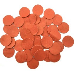 Ombré Leather Leather 50pcs x 25mm Round Orange Nappa Lambskin Leather Piece- Remnant Skin for Crafts, Jewellery Making, Embroidery, Sewing