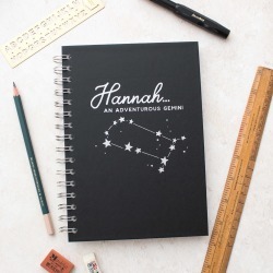 Personalised Zodiac Silver Foil Notebook