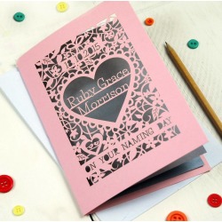 Personalised Papercut Naming Day Card