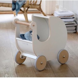 White Wooden Dolls Pram