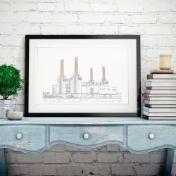 Print Of Battersea Power Station River View