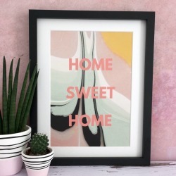 'Home Sweet Home' Marbled Paint Home Print