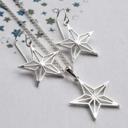 Silver Geometric Star Jewellery Set
