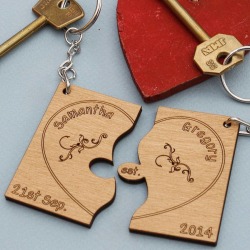 Personalised Heart Jigsaw Keyrings