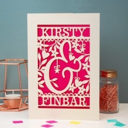 Personalised Papercut Ampersand Valentines Card
