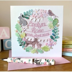 Personalised New Baby Woodland Papercut Card