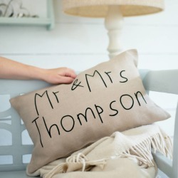Linen Wedding Cushion Personalised