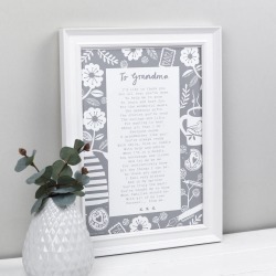 'A Letter To Grandmother' Poem Print