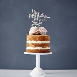 Calligraphy Song Lyrics Wooden Wedding Cake Topper
