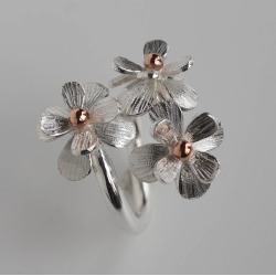 Silver And Rose Gold Daisy Flower Ring