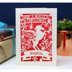 Personalised Papercut Unicorn Christmas Card