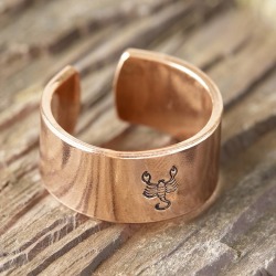 Copper Cuff Zodiac Ring